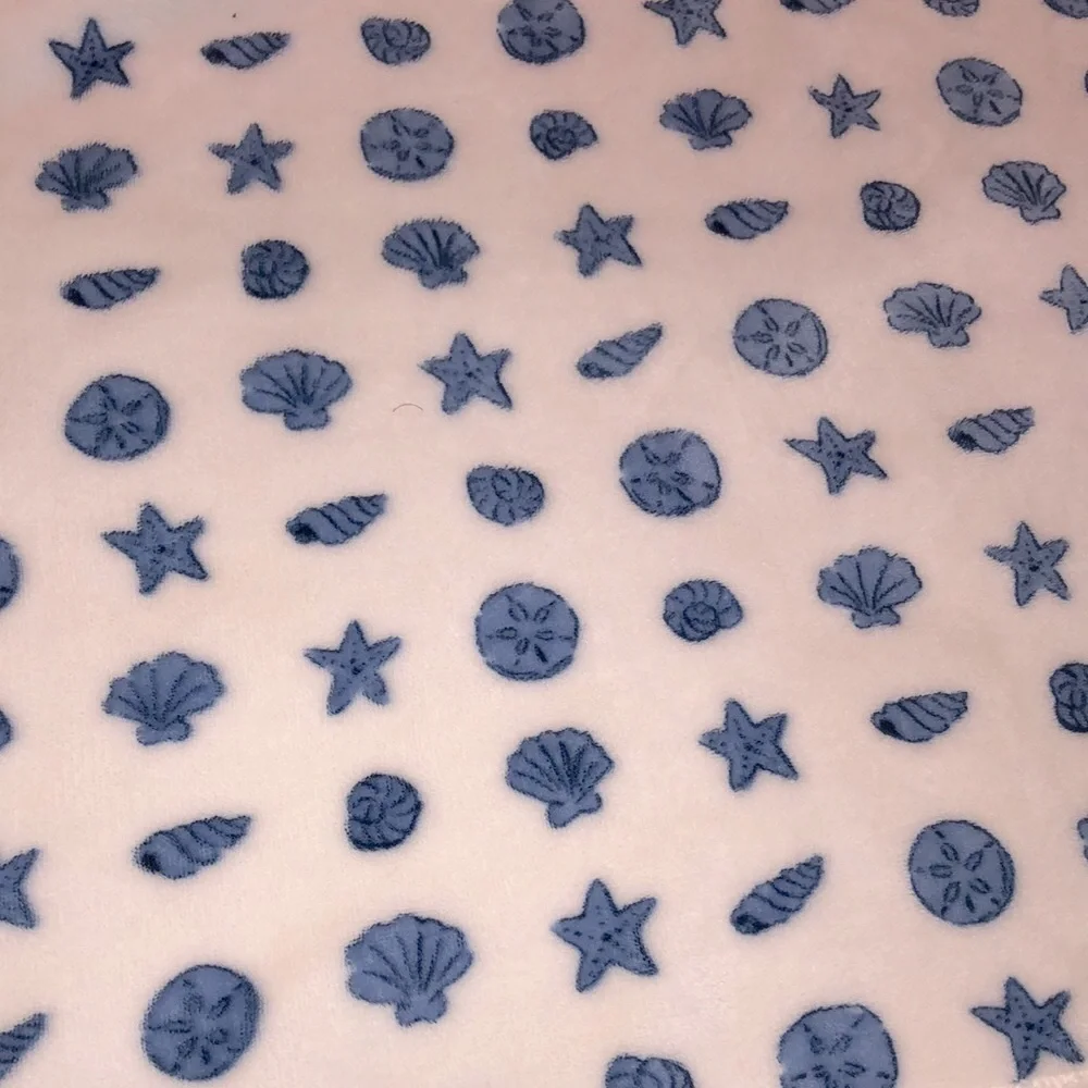 Target large blue and white super soft seashell beach print throw